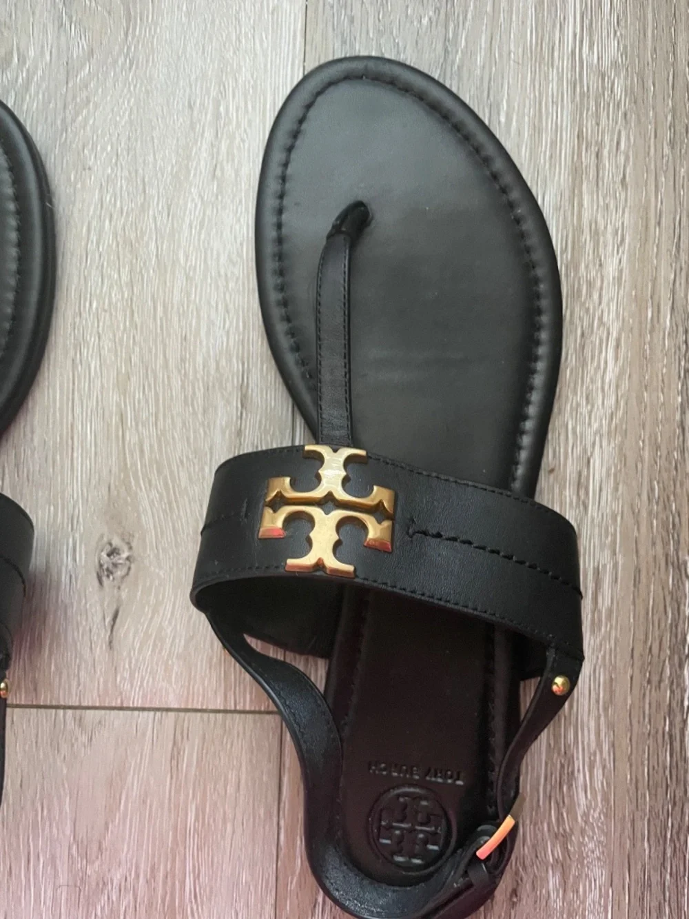 TORY BURCH Everly T Strap Sandals Black Size 10